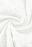Sweet Elegant Solid Jacquard Hollowed Out Strapless Waist Skirt Dresses