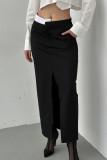 Elegant Solid Slit Regular High Waist Solid Color Bottoms