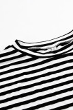 Casual Striped Contrast O Neck Tops