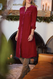 Casual Simplicity Solid Patchwork O Neck Shirt Dress Dresses