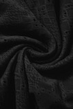 Sweet Elegant Solid Jacquard Hollowed Out Strapless Waist Skirt Dresses
