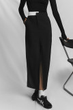 Elegant Solid Slit Regular High Waist Solid Color Bottoms