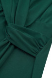 Elegant Solid Fold V Neck Wrapped Skirt Dresses