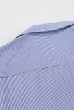 British Style Elegant Striped Patchwork Turndown Collar Tops