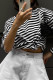 Casual Striped Contrast O Neck Tops