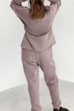 Daily Simplicity Solid Patchwork O Neck Long Sleeve Two Pieces