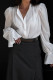 Sweet Elegant Solid Flounce Mandarin Collar Tops