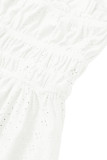 Sweet Elegant Solid Jacquard Hollowed Out Strapless Waist Skirt Dresses