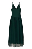 Elegant Solid Patchwork V Neck A Line Dresses