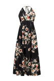 Sexy Vacation Floral Slit V Neck Printed Dress Dresses