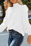 Elegant Solid Frenulum Fold Turtleneck Tops