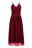 Elegant Solid Patchwork V Neck A Line Dresses