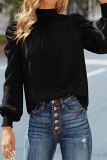 Elegant Solid Frenulum Fold Turtleneck Tops