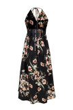 Sexy Vacation Floral Slit V Neck Printed Dress Dresses