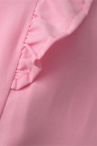 Sweet Simplicity Solid Bandage Flounce O Neck Tops