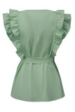 Sweet Simplicity Solid Bandage Flounce O Neck Tops