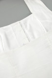 Elegant Solid Buttons With Bow Halter Sleeveless Dress Dresses