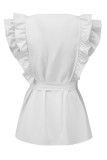 Sweet Simplicity Solid Bandage Flounce O Neck Tops