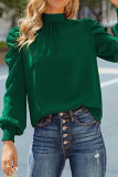 Elegant Solid Frenulum Fold Turtleneck Tops