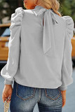 Elegant Solid Frenulum Fold Turtleneck Tops