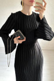 Celebrities Elegant Leopard Pleated O Neck One Step Skirt Dresses