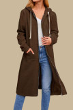 Casual Simplicity Solid Pocket Zipper Hooded Collar Outerwear