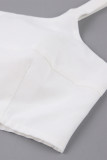 Casual Simplicity Solid Patchwork Square Collar Sleeveless Two Pieces