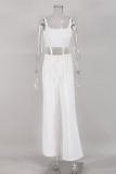 Casual Simplicity Solid Patchwork Square Collar Sleeveless Two Pieces