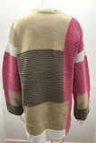 Casual Color Block Contrast Cardigan Collar Outerwear