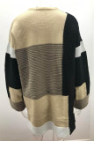 Casual Color Block Contrast Cardigan Collar Outerwear