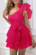 Sexy Solid Mesh With Bow Oblique Collar Cake Skirt Dresses
