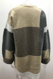 Casual Color Block Contrast Cardigan Collar Outerwear