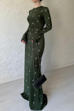 Vintage Print Flounce With Belt O Neck A Line Dresses