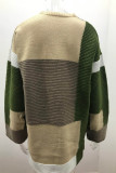 Casual Color Block Contrast Cardigan Collar Outerwear