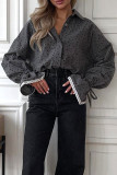 Celebrities Elegant Polka Dot Lace Buckle Shirt Collar Tops