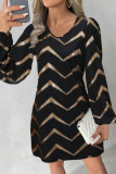 Elegant Striped Patchwork O Neck A Line Dresses