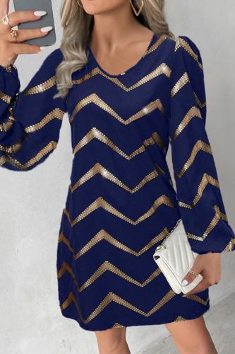 Elegant Striped Patchwork O Neck A Line Dresses