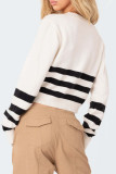 Casual Daily Striped Zipper Weave O Neck Tops