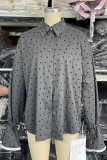 Celebrities Elegant Polka Dot Lace Buckle Shirt Collar Tops