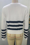 Casual Daily Striped Zipper Weave O Neck Tops