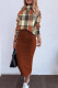 Elegant Geometric Print Patchwork Turtleneck Long Sleeve Two Pieces