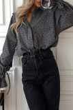 Celebrities Elegant Polka Dot Lace Buckle Shirt Collar Tops