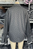 Celebrities Elegant Polka Dot Lace Buckle Shirt Collar Tops