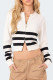 Casual Daily Striped Zipper Weave O Neck Tops