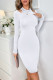 Casual Simplicity Solid Hollowed Out O Neck One Step Skirt Dresses