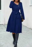 Elegant Solid Bandage V Neck A Line Dresses