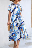 Bohemian Elegant Geometric Print Bandage O Neck A Line Dresses