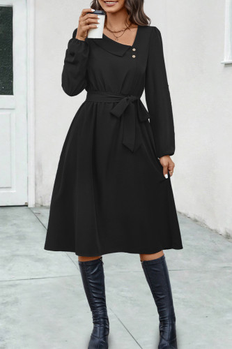 Elegant Solid Bandage V Neck A Line Dresses