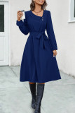 Elegant Solid Bandage V Neck A Line Dresses