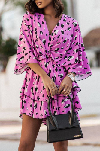Elegant Floral Patchwork V Neck Printed Dress Dresses
